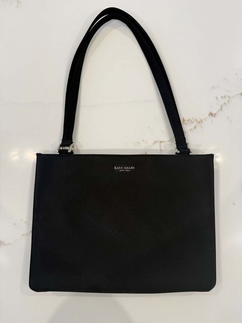 Kate Spade New York Vintage Black Nylon Shoulder Bag with Leopard Print Lining